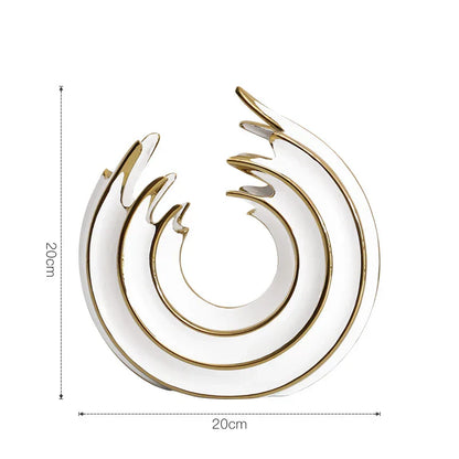 Rynx | Aurivella Grace Vase | White & Gold | Wave Shape Porcelain | Elegant Table Decoration for Home Decor & Flower Arrangement