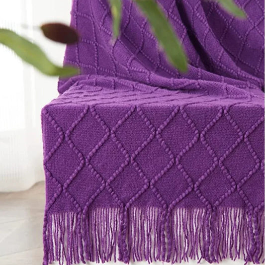 Rynx | purple diamond knit blanket