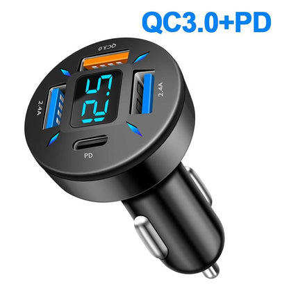 Rynx | Smart Multi-Port Car Charger with LED Battery Monitoring and Fast Charging Function