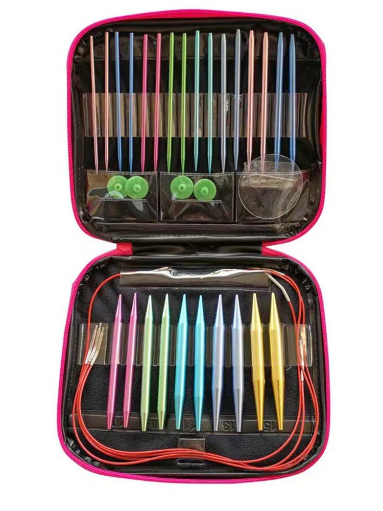 Rynx | Aluminum Circular Knitting Needles Set: Interchangeable Crochet Hooks - Weaving Yarn Knitting Craft Tools Accessories Kit