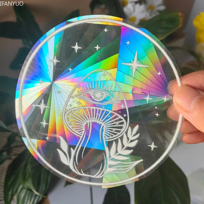 Rynx | PVC Self-Adhesive Glass Window Stickers | Sun Catcher Cat Moth Energy Suncatcher | Rainbow Prisms Sunlight Decals