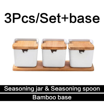Rynx | Chic European ceramic spice storage set with salt box & spice organizer