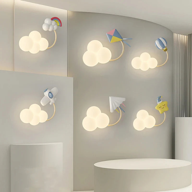 Rynx | CartoonAirplane - Children's Room Wall Lamp with Stars, Rainbow and Airplane Design