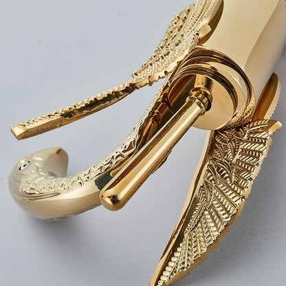 Rynx | Swan Single Handle Golden Basin Faucet