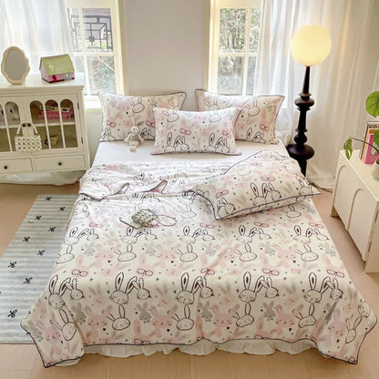 Rynx | new printed cool silk summer blanket three-piece summer cool blanket air conditioning blanket cool sleeping experience washable