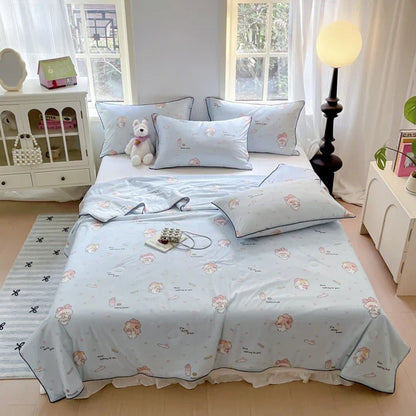 Rynx | new printed cool silk summer blanket three-piece summer cool blanket air conditioning blanket cool sleeping experience washable