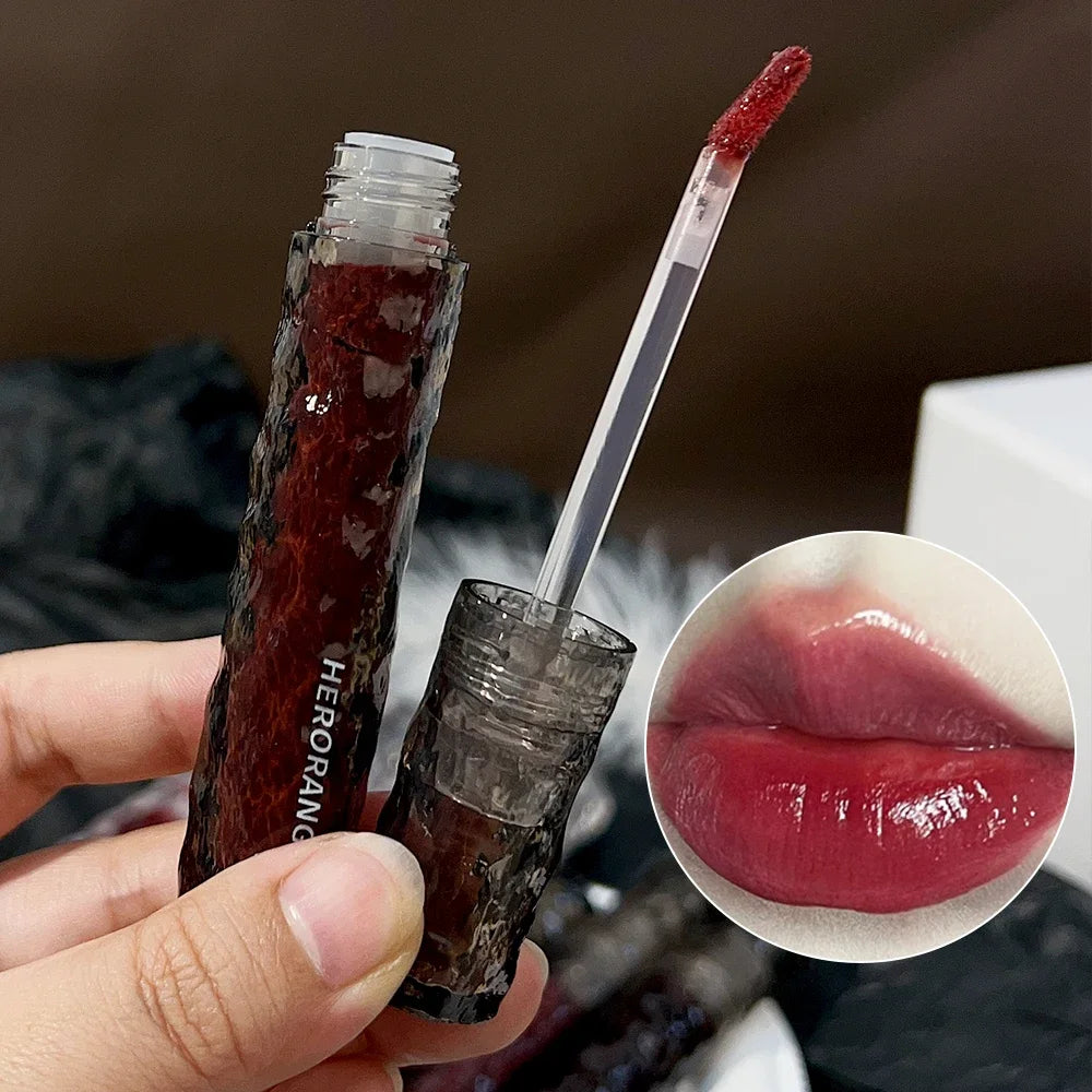 Rynx | 8 Colors Moisturizing Mirror Lip Lacquer Long-lasting Lipstick Black Tea Brown Liquid Lipstick Lip Oil Care Make-up Korean Cosmetics