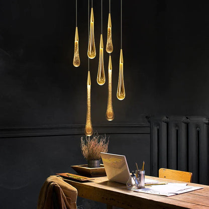 Rynx | Crystal LED Pendant Lights: Perfect for Bedrooms, Dining Rooms, Bar - Water Droplet Chandelier, Stair Lamp for Interior Decoration