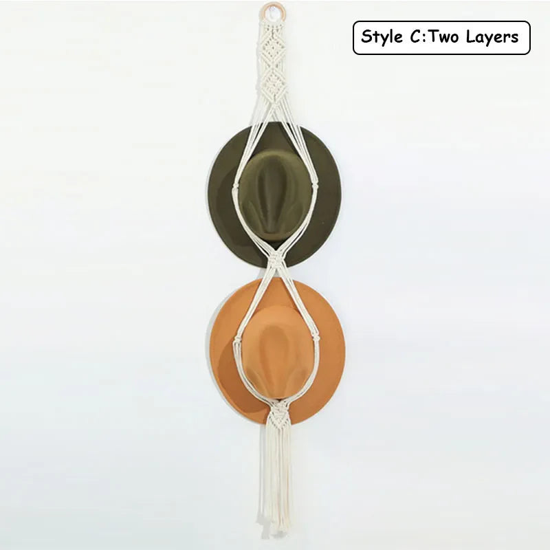 Rynx | Nordic Boho Cotton Hanging Organizer: Hat & Scarf Storage with Macrame Tapestry Touch