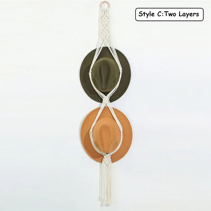 Rynx | Nordic Boho Cotton Hanging Organizer: Hat & Scarf Storage with Macrame Tapestry Touch
