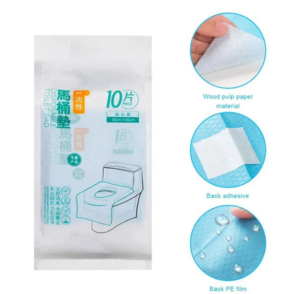 Rynx | 10PC Disposable Paper Toilet Seat Covers: Biodegradable Camping Bathroom Accessory - Travel Toilet Mat Protector Cushions