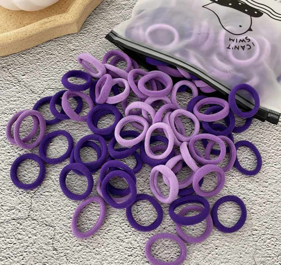 Rynx | 50/100pcs Colored Hair Ties for Kids: Elastic Hair Ties