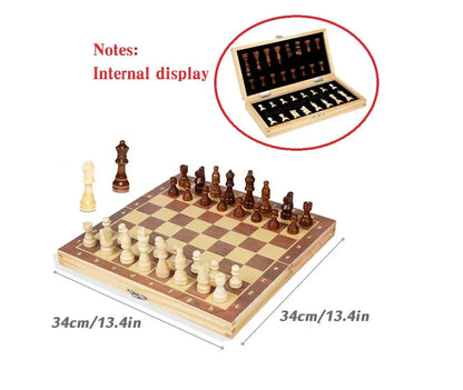 RYNX | Large Wooden Folding Magnetic Chess Set Magnetic-34cm