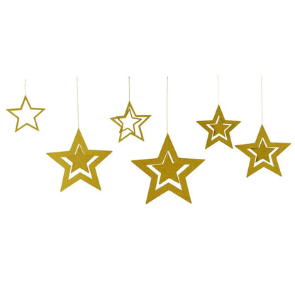 Rynx Rose Gold High Star Paper Garlands Banner Hanging for Wedding Christmas Decorations Kids Birthday Party Supplies Baby Party