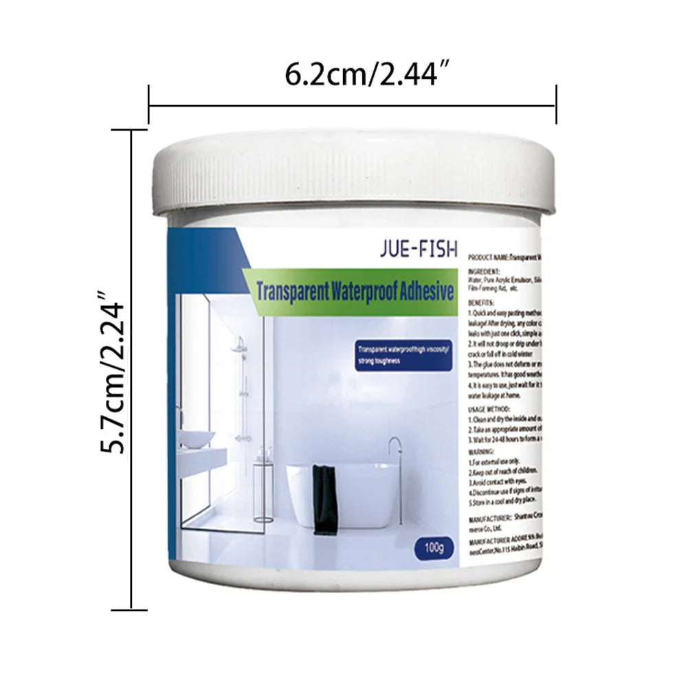 Rynx | 300g Waterproof Coating Sealant - Transparent Invisible Paste Glue with Brush, Adhesive Repair for Home Roof and Bathroom