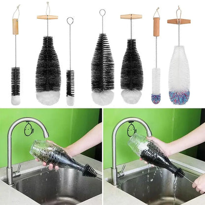 Rynx | Beechwood Handled Soda Stream Bottle Brush | Glassware & Jars Cleaner | Kitchen Cleaning Tool for Drinkware & Wineglass Bottles