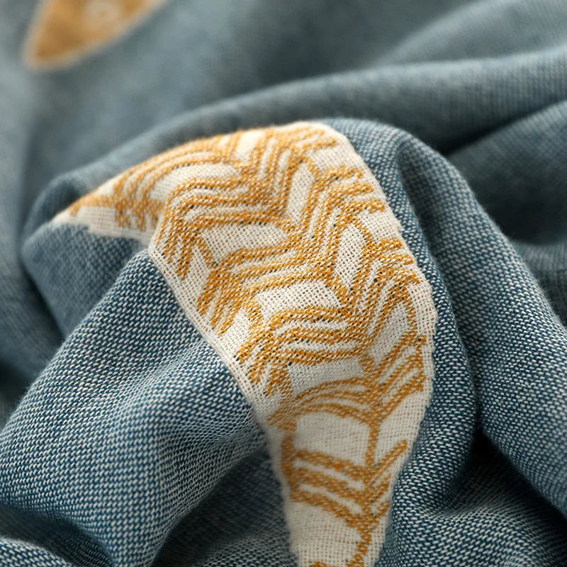 Rynx | Textile City Ins Leaf Fish Comforter 5-Layer Cotton Gauze Towel Blanket Home Bed Quality Duvet 200x230cm