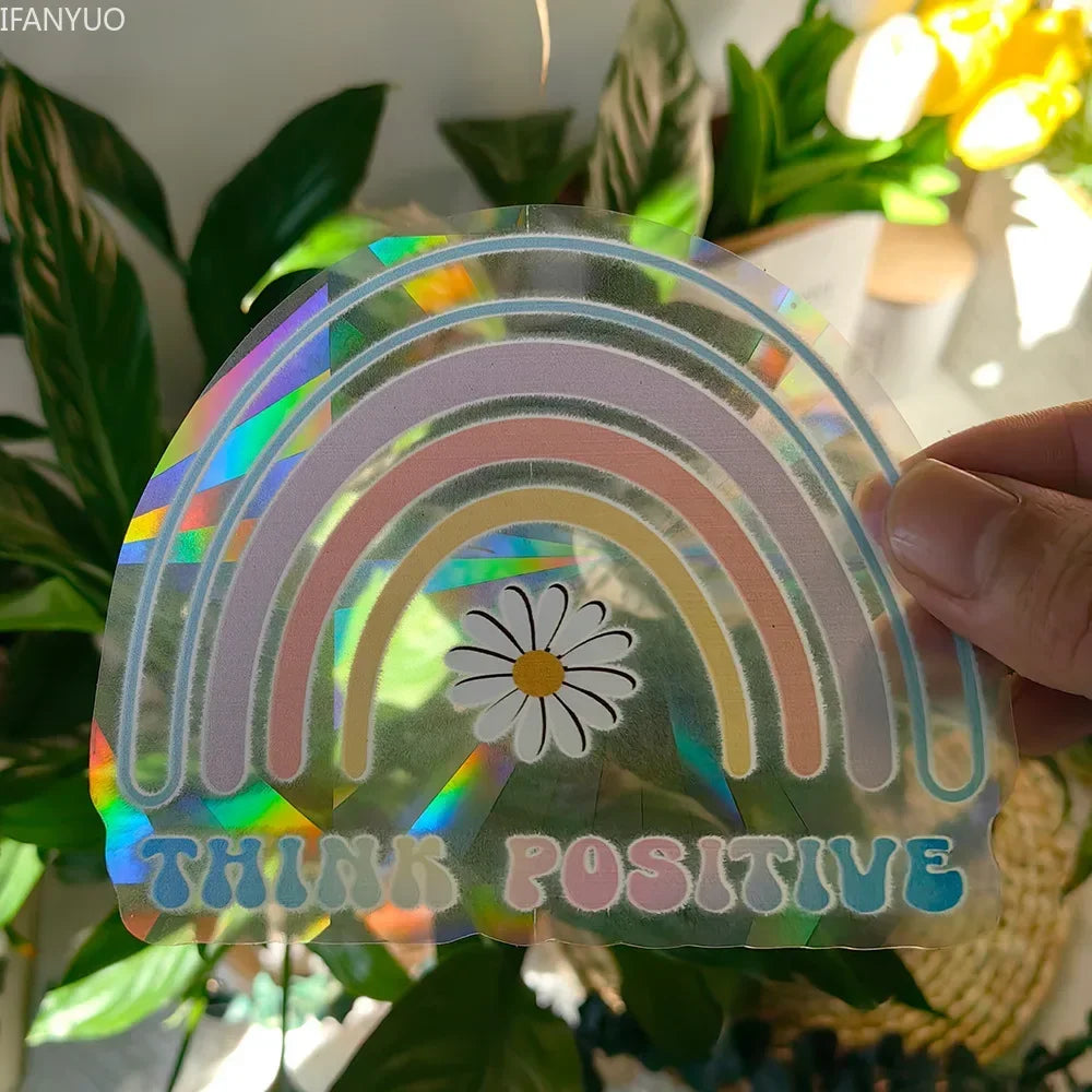 Rynx | PVC Self-Adhesive Glass Window Stickers | Sun Catcher Cat Moth Energy Suncatcher | Rainbow Prisms Sunlight Decals