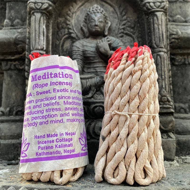 Rynx | 40pcs Handmade Nepal Rope Incense - White Sage and Cedar Aromatherapy, Sandalwood Fragrance for Yoga and Meditation