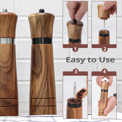 Rynx | Customizable Ceramic Mill Acacia Wood Pepper Mill for Gourmets
