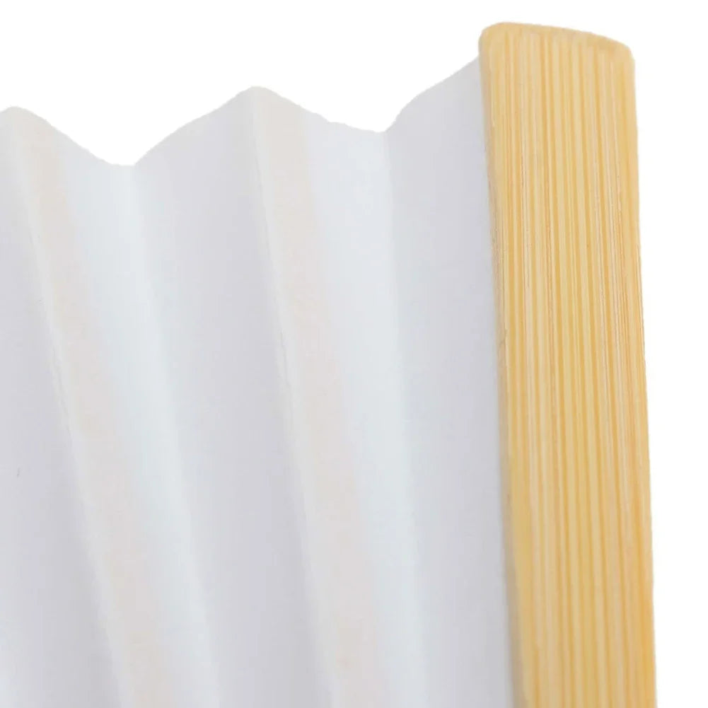 Rynx | DIY Paper Bamboo Folding Fans - Blank White Fans for Calligraphy, Painting, Wedding Gifts - Adults & Children's Practice (1-50pcs)