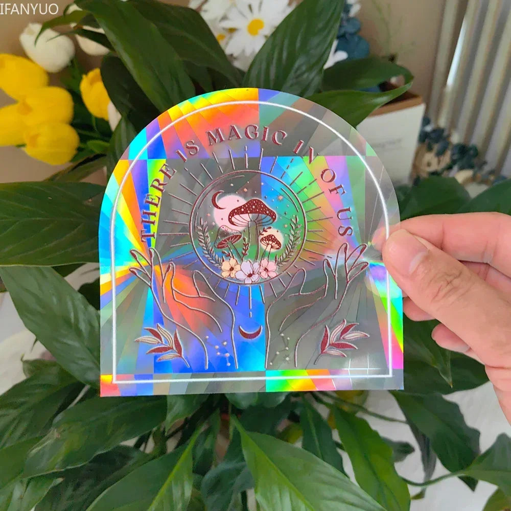Rynx | PVC Self-Adhesive Glass Window Stickers | Sun Catcher Cat Moth Energy Suncatcher | Rainbow Prisms Sunlight Decals