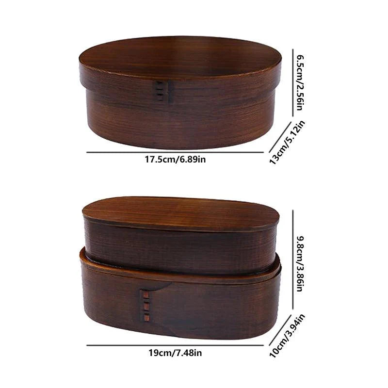 Rynx | Elegant Japanese Wooden Bento Box - Eco-friendly Portable Lunch Container for Meals, Sushi, and Snacks