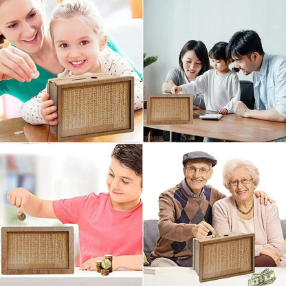 Rynx | Reusable Wooden Piggy Bank - Euro Money Box in 1000/2000/3000/5000 Sizes with Saving Goals and Number Boxes