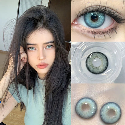 Rynx | 1 Pair Hot Selling Colorful Pupils for Eyes with Degree 0~-8.00 Degree Blue Natural Beautiful Pupils Fashion Color Makeup