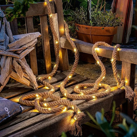 Rynx | SolarRope | Solar-powered hemp rope light | Sustainable decorative lighting for garden & terrace