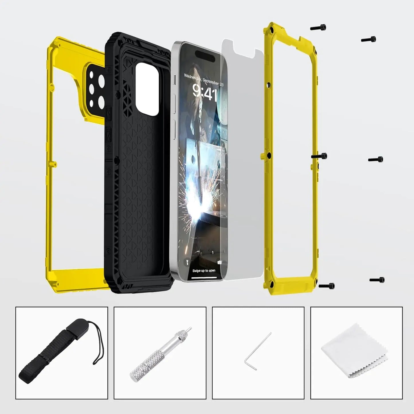 RYNX | Waterproof Rugged Metal Armor Case Shockproof Cover Screen Protector For Iphone 15 14 13 12 11 Pro Max Xs Xr Plus Se