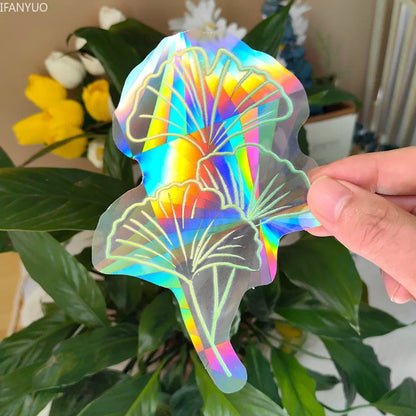 Rynx | PVC Self-Adhesive Glass Window Stickers | Sun Catcher Cat Moth Energy Suncatcher | Rainbow Prisms Sunlight Decals