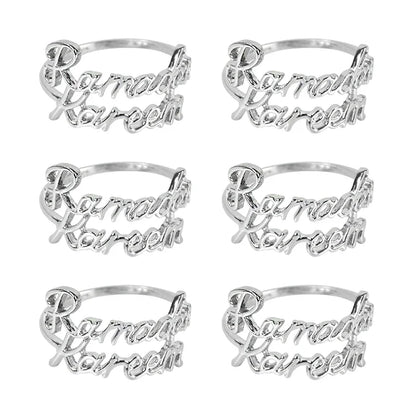 Rynx 2/6Pieces Ramadan Kareem Napkin Rings Eid Mubarak Muslim Islamic Dining Table Home Decoration Alloy Napkin Buckle Ramadan Gift