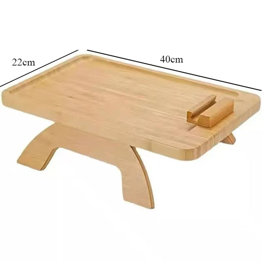 Rynx | 1 piece New style bamboo sofa armrest table with phone holder Foldable No assembly required Ideal for housewarming gift home decor