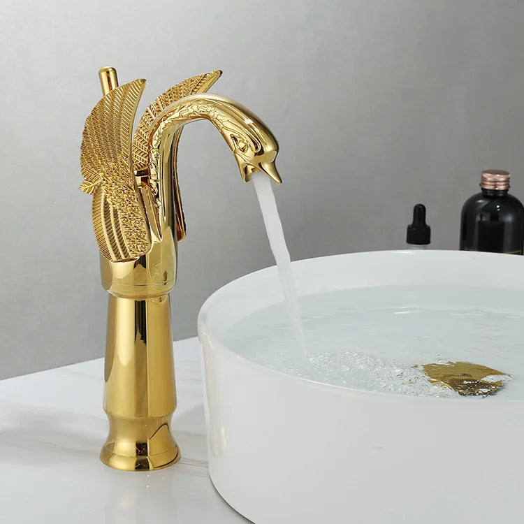 Rynx | Swan Single Handle Golden Basin Faucet