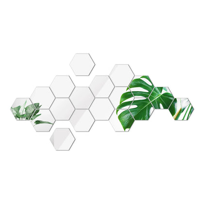 Rynx | 12PCS Geometric Solid Hexagonal Mirror Wall Stickers - DIY with Built-in Adhesive, Removable Home Decoration