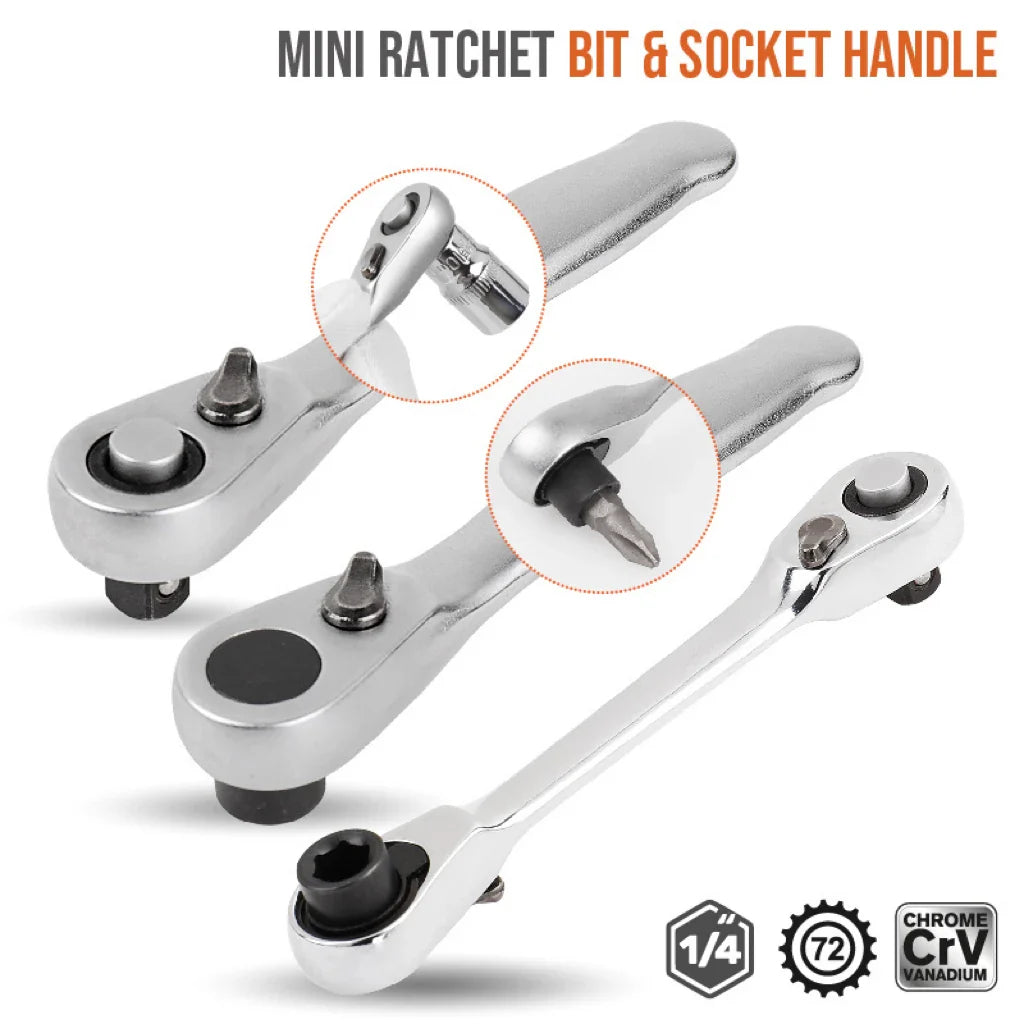 Rynx | Mini Treble 1/4 Ratchet Wrench Set | Double-Ended Quick Socket Screwdriver Hex Torque Wrenches Spanner