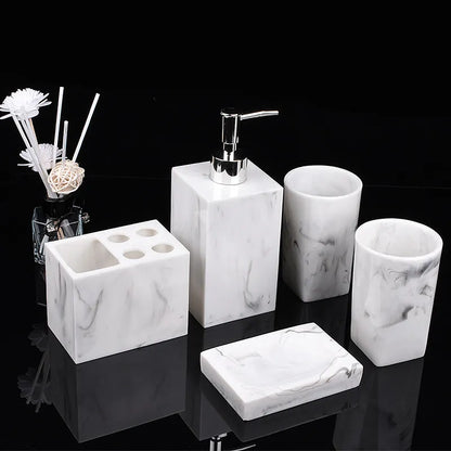 Rynx | AurumCasa Marble Bathroom Set 5-piece | Elegant Design | Luxurious Bathroom Accessories for Home