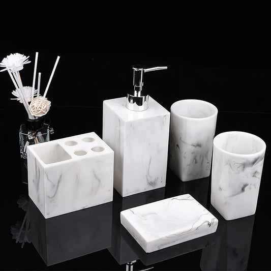 Rynx | AurumCasa Marble Bathroom Set 5-piece | Elegant Design | Luxurious Bathroom Accessories for Home