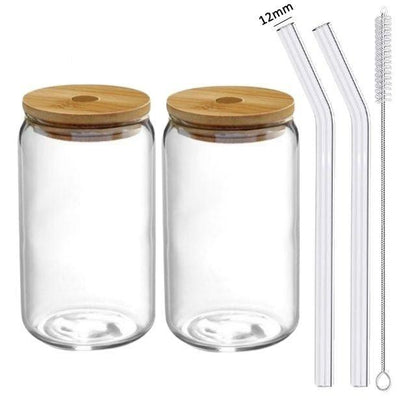 Rynx | Elegant Can-Shape Glass Tumbler Set - 4 Premium Cups for Luxurious Drinking Experiences