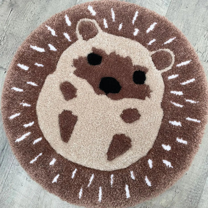 Rynx | Cute Hedgehog Brown Carpet Digital Printing Technology Simple Housewarming Gift Handcrafted Non-slip Decorative Rug