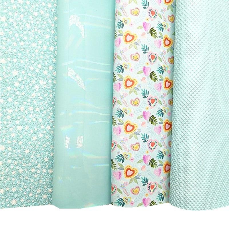 Rynx | Iridescent faux leather crafting sheet with sparkling star and heart design - 21x29CM