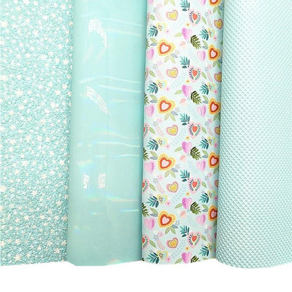 Rynx | Iridescent faux leather crafting sheet with sparkling star and heart design - 21x29CM