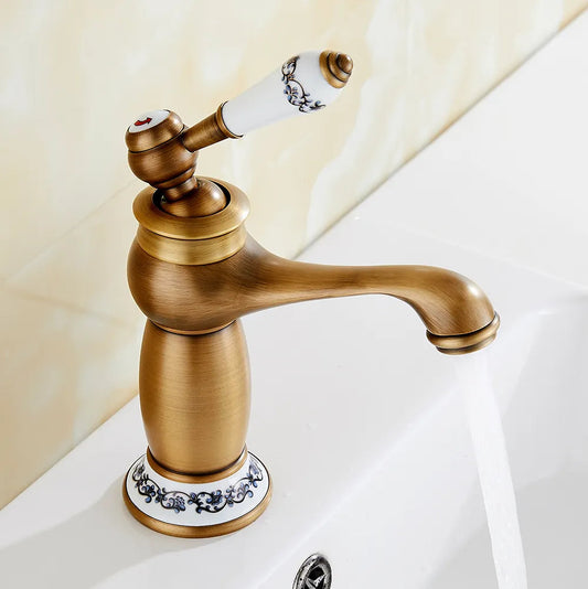 Rynx | HeritageFlow – Vintage Bronze Faucet with Porcelain Handle