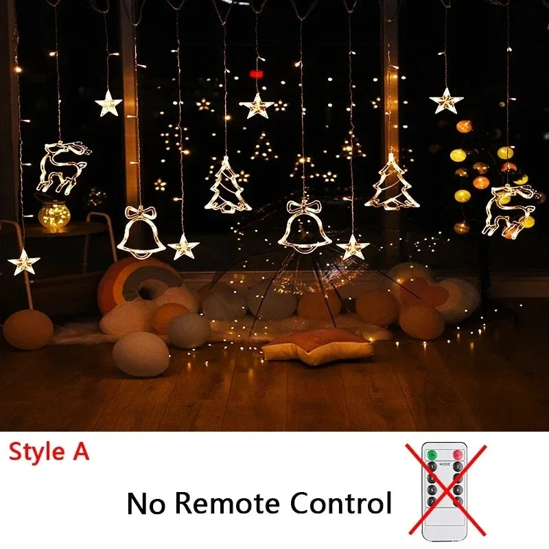 Rynx | 220V/110V/Battery Christmas Lights 2025 Light String Fairy Garland Curtain Decor for Holiday Party Christmas 2024 New Year's Decoration