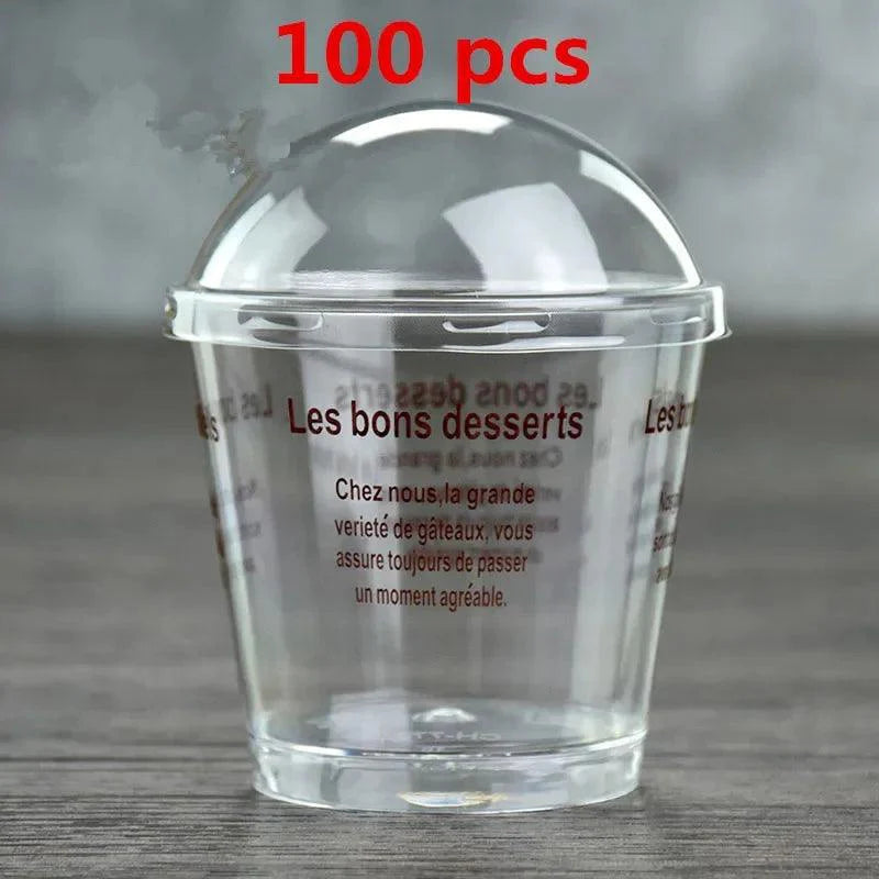 Rynx | Elegant clear dessert cup collection with lids and spoons - Perfect for ice cream, yogurt, and mousse