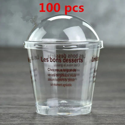 Rynx | Elegant clear dessert cup collection with lids and spoons - Perfect for ice cream, yogurt, and mousse