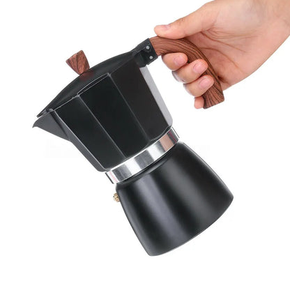 Rynx | Stovetop Moka Pot - Wooden Handle - Powerful Coffee Experience