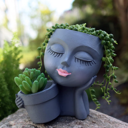 Rynx | Cute Little Girl With Her Pot Flower Planter