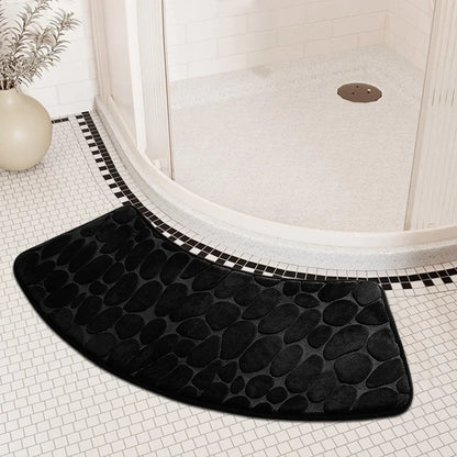 Rynx | Curved Bathroom Mat - Non-Slip Pebble Embossed Bath Mat | Absorbent Floor and Toilet Mat for Showers